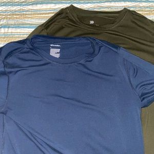 Two Size small Stretch tee’s Dark blue & Olive green